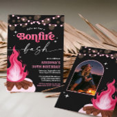 ピンクモダンの焚き火招待状- Bonfire Bash 招待状