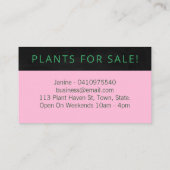 ピンクモダンの熱帯の葉が家で育つ屋内植物 名刺 (裏面)