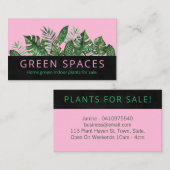 ピンクモダンの熱帯の葉が家で育つ屋内植物 名刺 (正面/裏面)