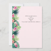 ピンクモダンの熱帯花の定年パーティー 招待状 (裏面)