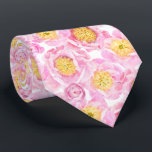 ピンクモダンの牡丹の花の模様 ネクタイ<br><div class="desc">白い背景にピンクの牡丹が並ぶネクタイで、結婚式や春季に最適。衣服はクラシックのネックタイ男性へや女性のベルトとして。世界的に有名なアーティスト©Tim Coffeyによって設計。</div>