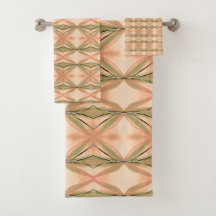 ピンクモダンの珊瑚及び桃タオルセット