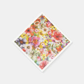 ピンクモダンの珊瑚植物水色フローラ スタンダードカクテルナプキン (角)