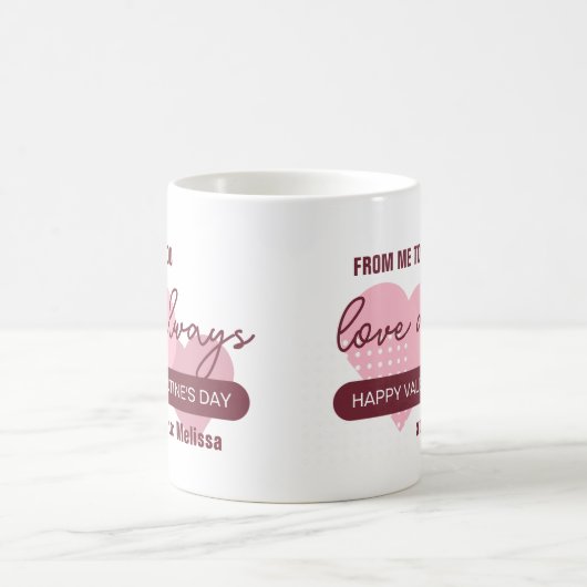 ピンクモダンの甘い愛いつもバレンタインデー コーヒーマグカップ (中央)