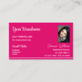 ピンクモダンの白いストライププロフェッショナル 名刺 (裏面)