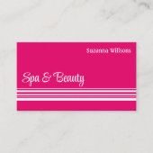 ピンクモダンの白いストライププロフェッショナル 名刺 (正面)