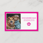 ピンクモダンの白いペット座ってフォトポープリント 名刺 (正面)