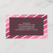 ピンクモダンの白い対角ストライプ名刺 名刺 (裏面)