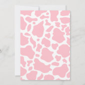 ピンクモダンの白い牛のプリントベビーシャワー 招待状 (裏面)