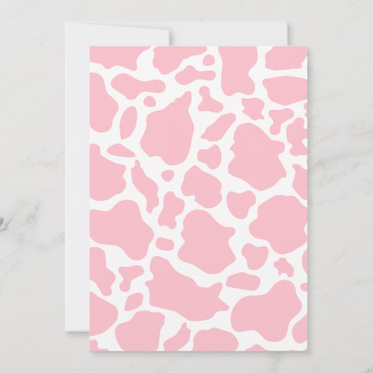 ピンクモダンの白い牛のプリントベビーシャワー 招待状 (裏面)