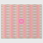 ピンクモダンの白と金ゴールドのクストライプリスマス ラッピングペーパー (フラット)