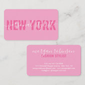 ピンクモダンの白ファッションスタイリストスクリプト署名 名刺 (正面/裏面)