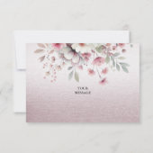 ピンクモダンの白フローラサンキューカード サンキューカード (裏面)