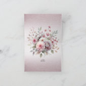 ピンクモダンの白フローラサンキューカード サンキューカード (内部)