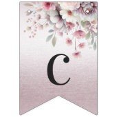 ピンクモダンの白フローラバンティング国旗 バンティングフラッグ (第1の旗)