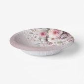 ピンクモダンの白フローラ紙ボウル ペーパーボウル (傾斜あり)