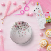 ピンクモダンの白フローラ紙ボウル ペーパーボウル (パーティー)