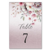 ピンクモダンの白フローラ表の番号 テーブルナンバー (裏面)