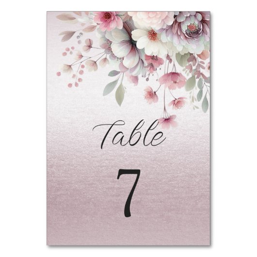 ピンクモダンの白フローラ表の番号 テーブルナンバー (正面)