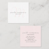 ピンクモダンの白モノグラムの水色 スクエア名刺 (正面/裏面)