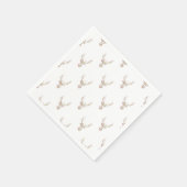 ピンクモダンの白ヴィンテージフローラ鹿の頭 スタンダードカクテルナプキン (角)