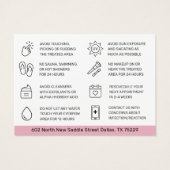 ピンクモダンの眉の濃淡アフターケアカード (裏面)