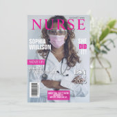 ピンクモダンの看護マガジン卒業写真Invi 招待状 (スタンド正面)