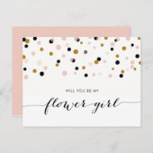 ピンクモダンの紙吹雪は私の花の女 インビテーションポストカード (正面/裏面)
