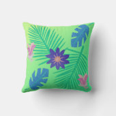 ピンクモダンの緑と紫の熱帯 クッション (裏面)
