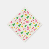 ピンクモダンの緑のクリスマスパターン スタンダードカクテルナプキン (角)