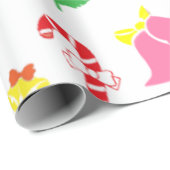 ピンクモダンの緑のクリスマスパターン ラッピングペーパー (ロールコーナー)