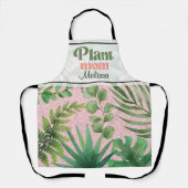 ピンクモダンの緑の水の色の離れ植物の母 エプロン (正面)