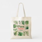 ピンクモダンの緑の水の色の離れ植物の母 トートバッグ (裏面)