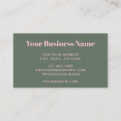 ピンクモダンの緑の美パーソナライズされた学 名刺 (裏面)