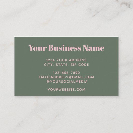 ピンクモダンの緑の美パーソナライズされた学 名刺 (裏面)