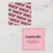 ピンクモダンの繰り返し文字模様のメイクアップ スクエア名刺 (正面/裏面)