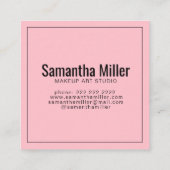 ピンクモダンの繰り返し文字模様のメイクアップ スクエア名刺 (裏面)