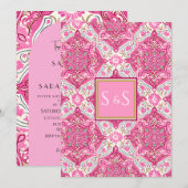 ピンクモダンの美学結婚の優雅さ 招待状 (正面/裏面)