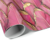 ピンクモダンの羽模様 ラッピングペーパー (ロールコーナー)