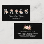 ピンクモダンの花のネイリスト 名刺 (正面/裏面)