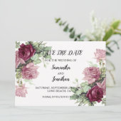 ピンクモダンの花の日付を保存招待状カード セーブザデート (スタンド正面)