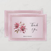 ピンクモダンの花サンキューカード サンキューカード (正面/裏面)