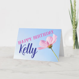 ピンクモダンの花ハッピーバースデーカード シーズンカード