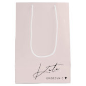 ピンクモダンの花嫁プロポーザル抱き枕 ミディアムペーパーバッグ (裏面)