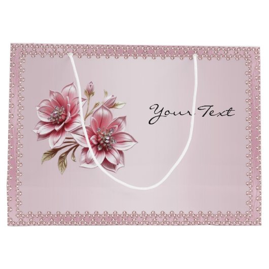 ピンクモダンの花抱き枕 ラージペーパーバッグ (裏面)