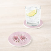 ピンクモダンの花砂岩コースター コースター (側面)