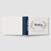 ピンクモダンの花縁どは紙の質感 ゲストブック (全面)