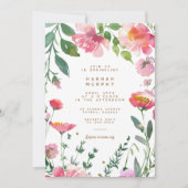 ピンクモダンの花金ゴールドガーデンガールベビー散水 招待状 (正面)