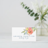 ピンクモダンの花開花水彩アポイントメント 予約カード (スタンド正面)