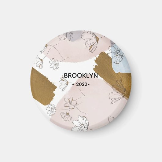 ピンクモダンの花 マグネット (正面)